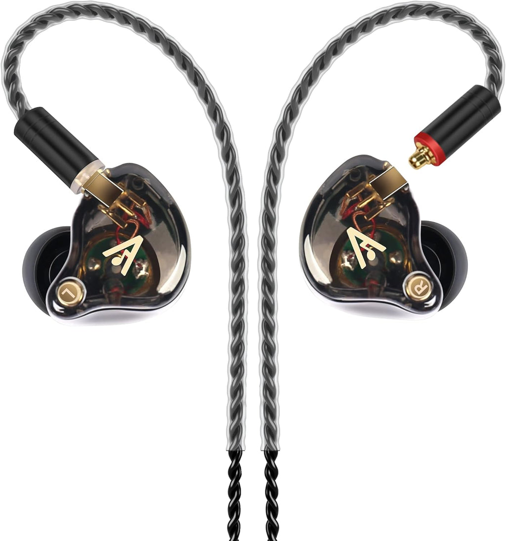 Vibes 202 Wired Earbuds - HiFi in Ear Monitor Headphones – Professional Noise-Isolating Ear Buds - Clear Sound, Deep Bass & Comfort-Fit IEM Earphones - MMCX to 3.5mm, Silver Plated Cord, Carrying Case
