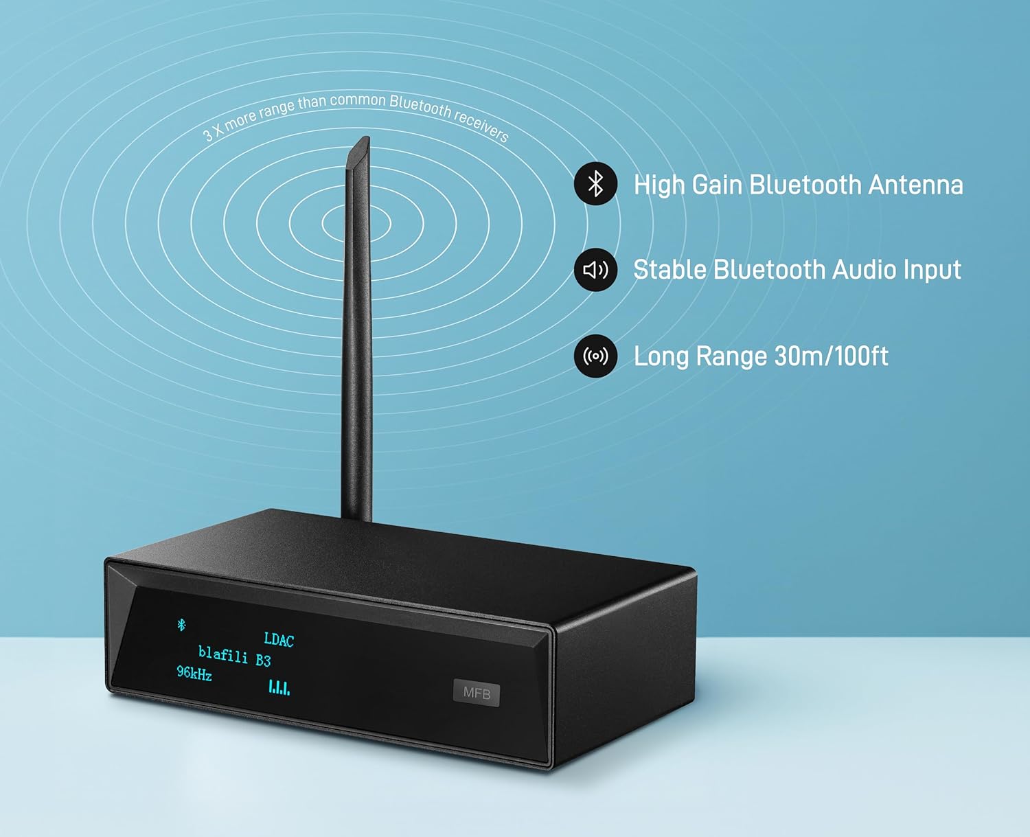 B3 Professional XLR Bluetooth v5.1 Music Receiver, LDAC & aptX HD Streamer, Built-in ESS DAC, Analog RCA, Digital Optical and COAXIAL Outputs, for Audio Mixer, DJ Speakers & PA System