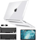 Crystal Clear Case for MacBook Pro 13 inch M2 M1 A2338 A2289 A2251 A2159 A1989 A1706 2023-2016 Release with Touch ID, 6 in 1 Plastic Hard Shell&Keyboard Cover&Screen Protector&Webcam Cover,Transparent