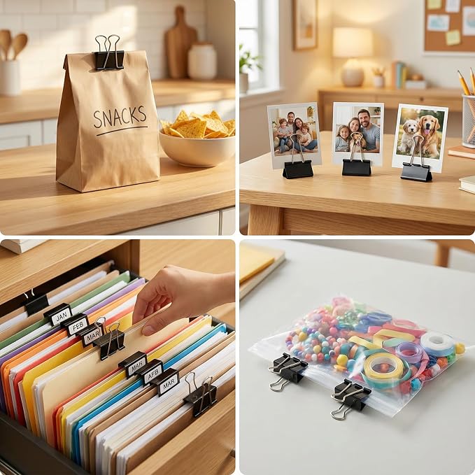 260Pcs Mini Binder Clips Black, 0.59 in/15mm Small Binder Paper Clips Office - Image 3
