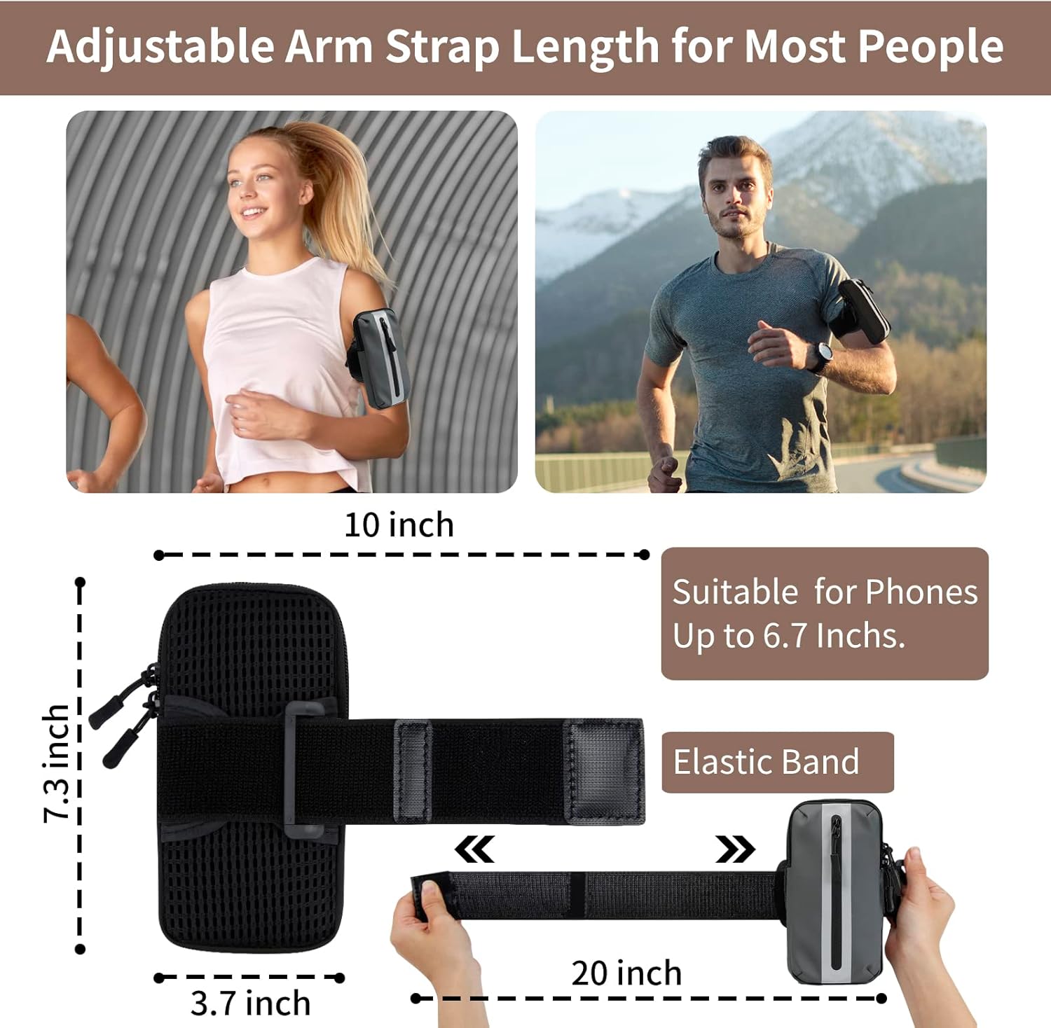 Running Phone Holder Armband, iPhone Arm Bands for Exercise, Running Arm Bands for Cell Phone, Phone Purse Cell Phone Holder for Walking (Grey)