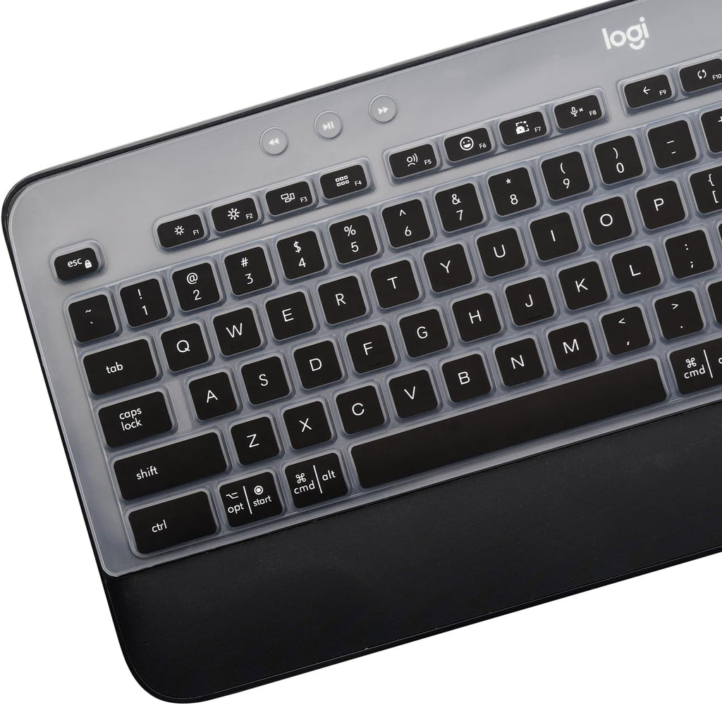 Keyboard Cover Skin for Logitech MK545 MK540 Wireless Keyboard, Logitech MK545 Keyboard Protector, Logitech MK540 Ultra Thin Desktop PC Silicone Clear Keyboard Skin Protector-Black