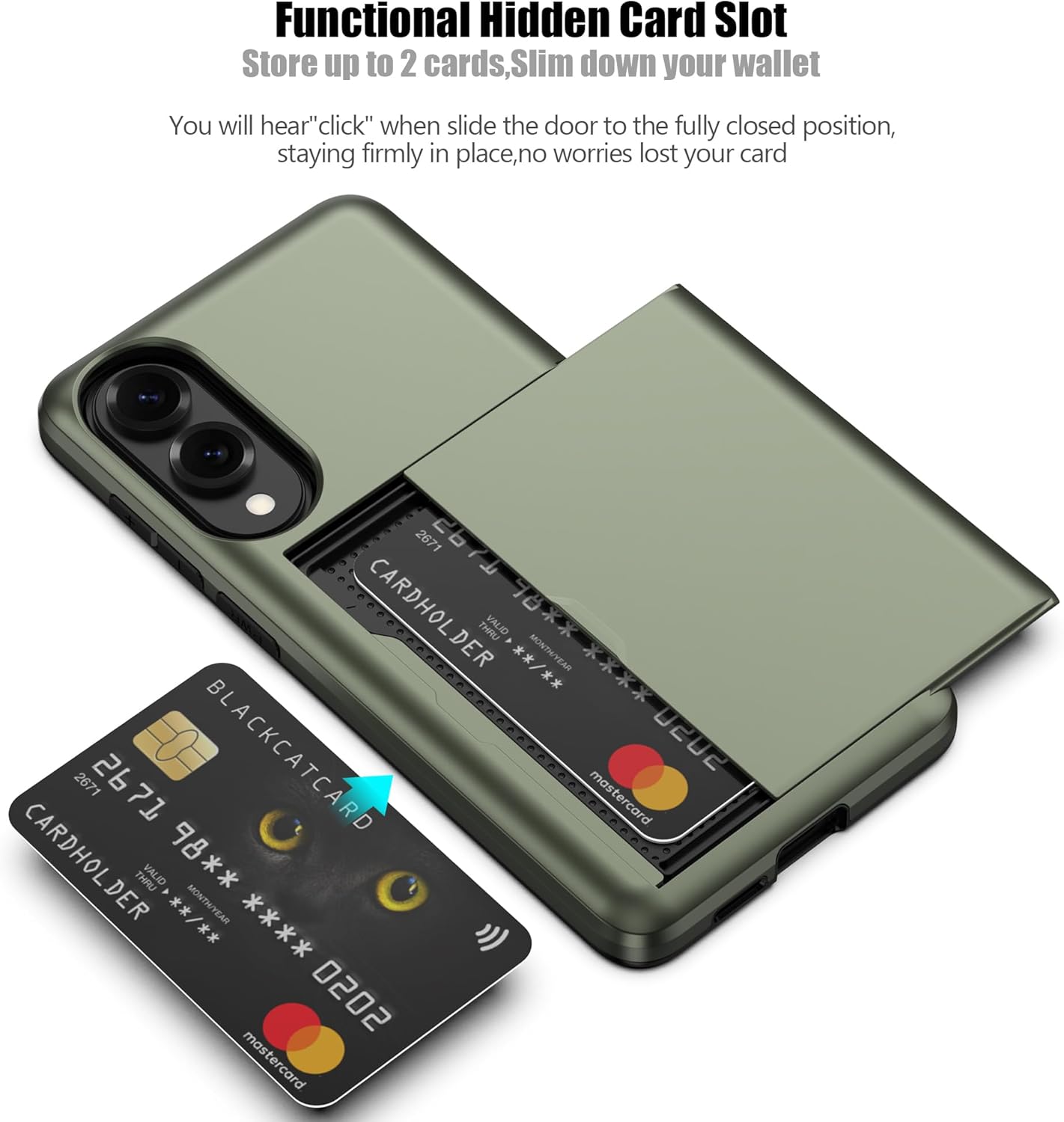 Nvollnoe for Samsung Galaxy S25 Edge Case with Card Holder Dual Layer Heavy Duty Protective Case Hidden Card Slot Slim Wallet Cover for Samsung S25 Edge 6.7''(Green)