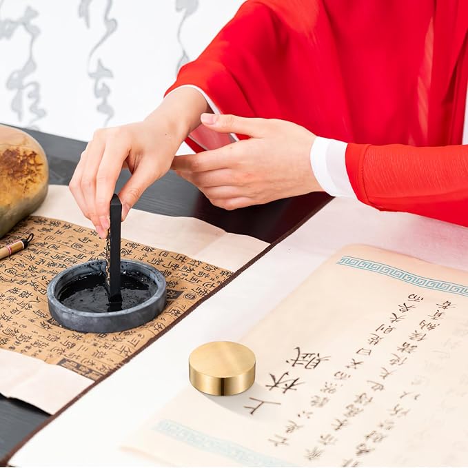 Ipetboom Chinese Calligraphy Brass Paperweight, 1.57 Inch 4pcs Chinese Painting - Image 9