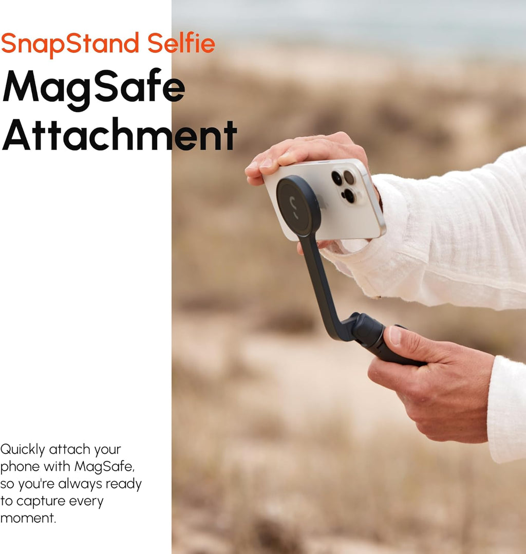 ShiftCam SnapStand Selfie – Magnetic Selfie Stick & Tripod – Compact, Foldable & Extendable with Tilt Head and Magnetic Bluetooth Remote (Stone, SnapStand Selfie)