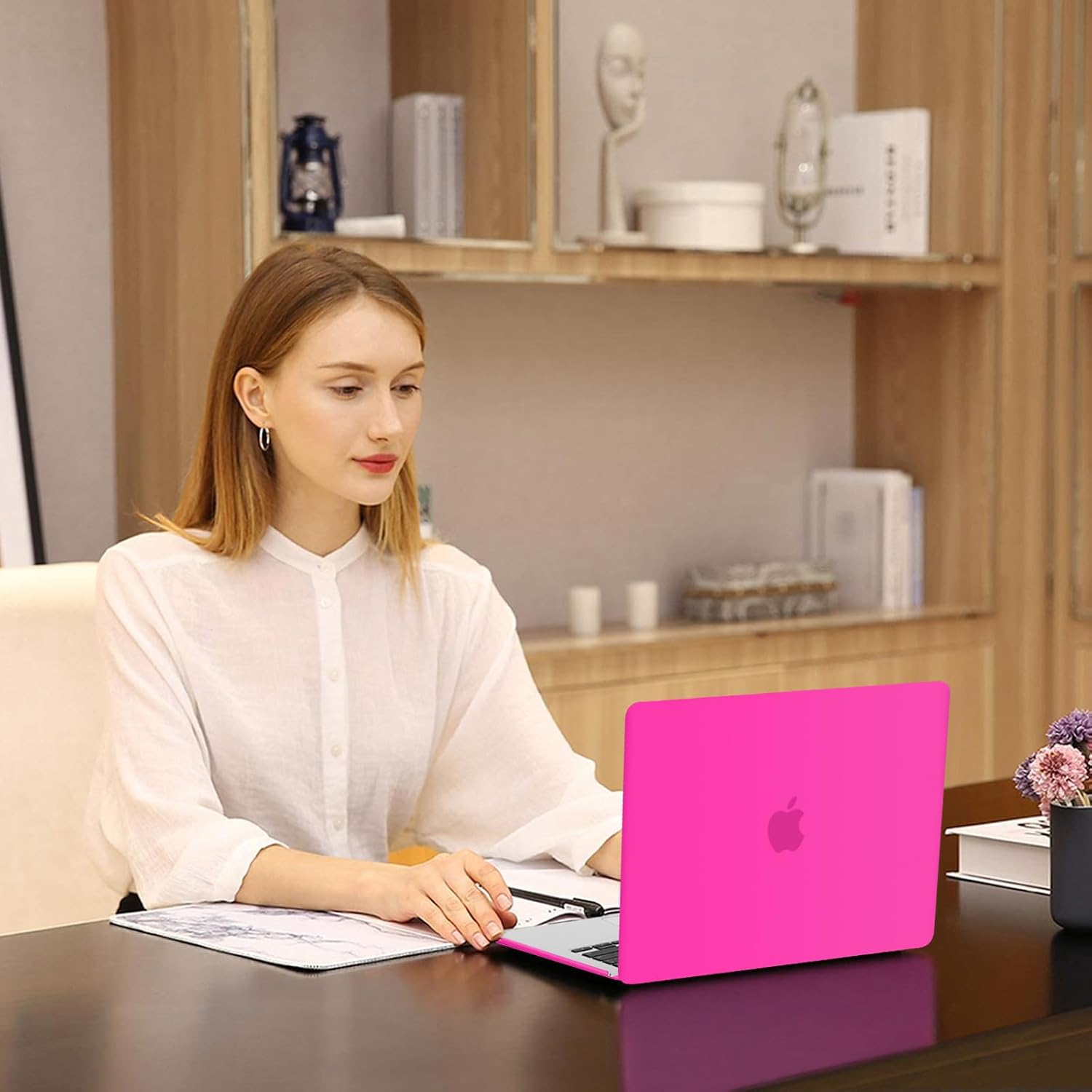 MOSISO Compatible with MacBook Air 13 inch Case 2025 2024 2023 2022 M4 A3240 M3 A3113 M2 A2681, Plastic Hard Shell&Keyboard Cover&Screen Film&Type C for MacBook Air 13.6 inch Case, Bright Rose
