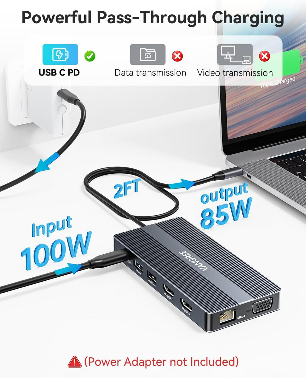 USB C Docking Station, 14 in 1 USB C Hub Multiport Adapter, Triple Display 3 Monitors with Dual 4K HDMI+VGA, 100W PD, 5xUSB A/C 10Gbps, Ethernet, SD/TF, Audio Ports for Laptop/Lenovo/Dell/HP/Surface