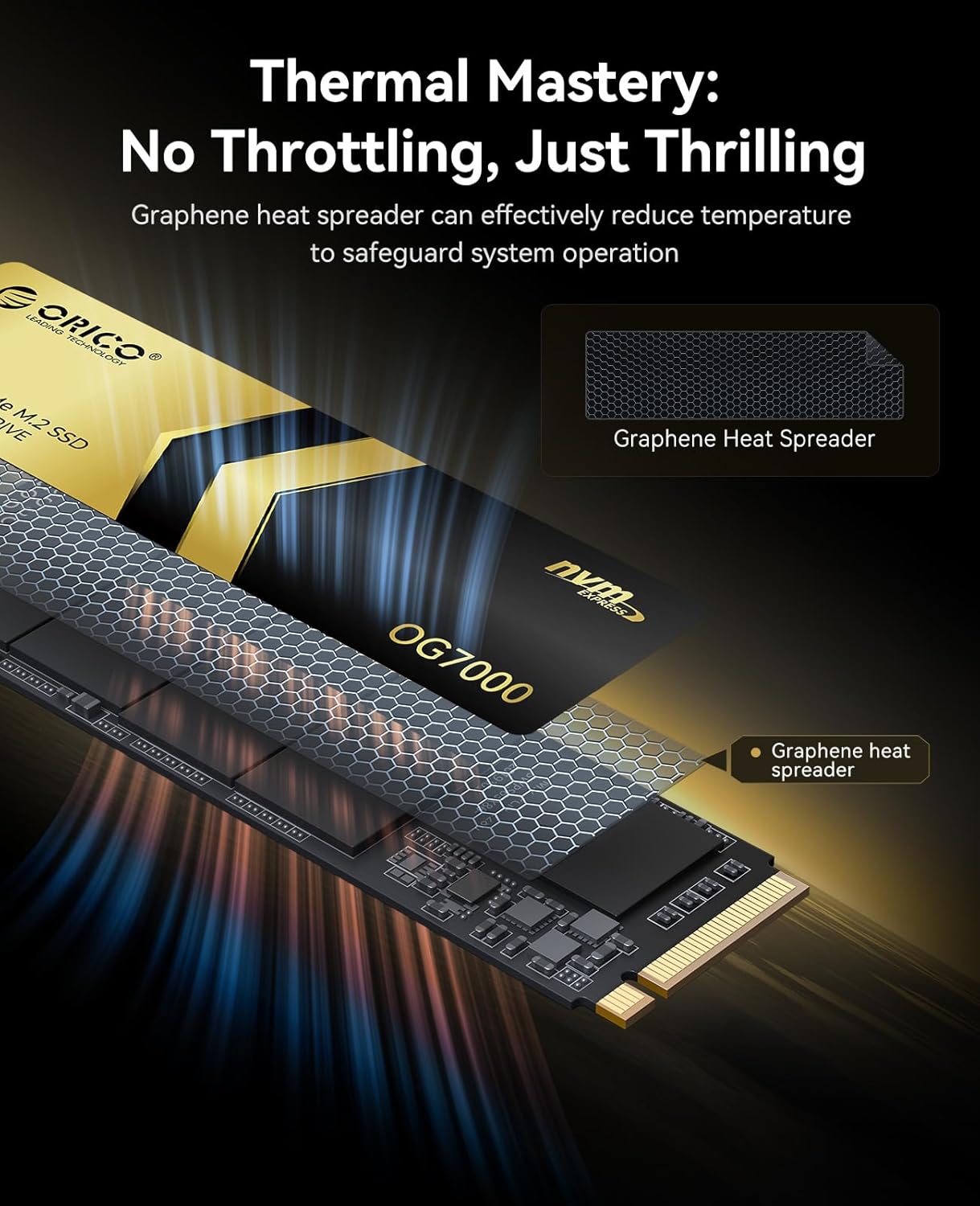 ORICO OG7000 1TB PCIe Gen4 NVMe SSD, Up to 6600MB/s, 8-Channel Controller, Graphene Thermal Solution, Ideal for 4K Video Editing, 3D Rendering, Content Creation, Compatible with PS5 and PC