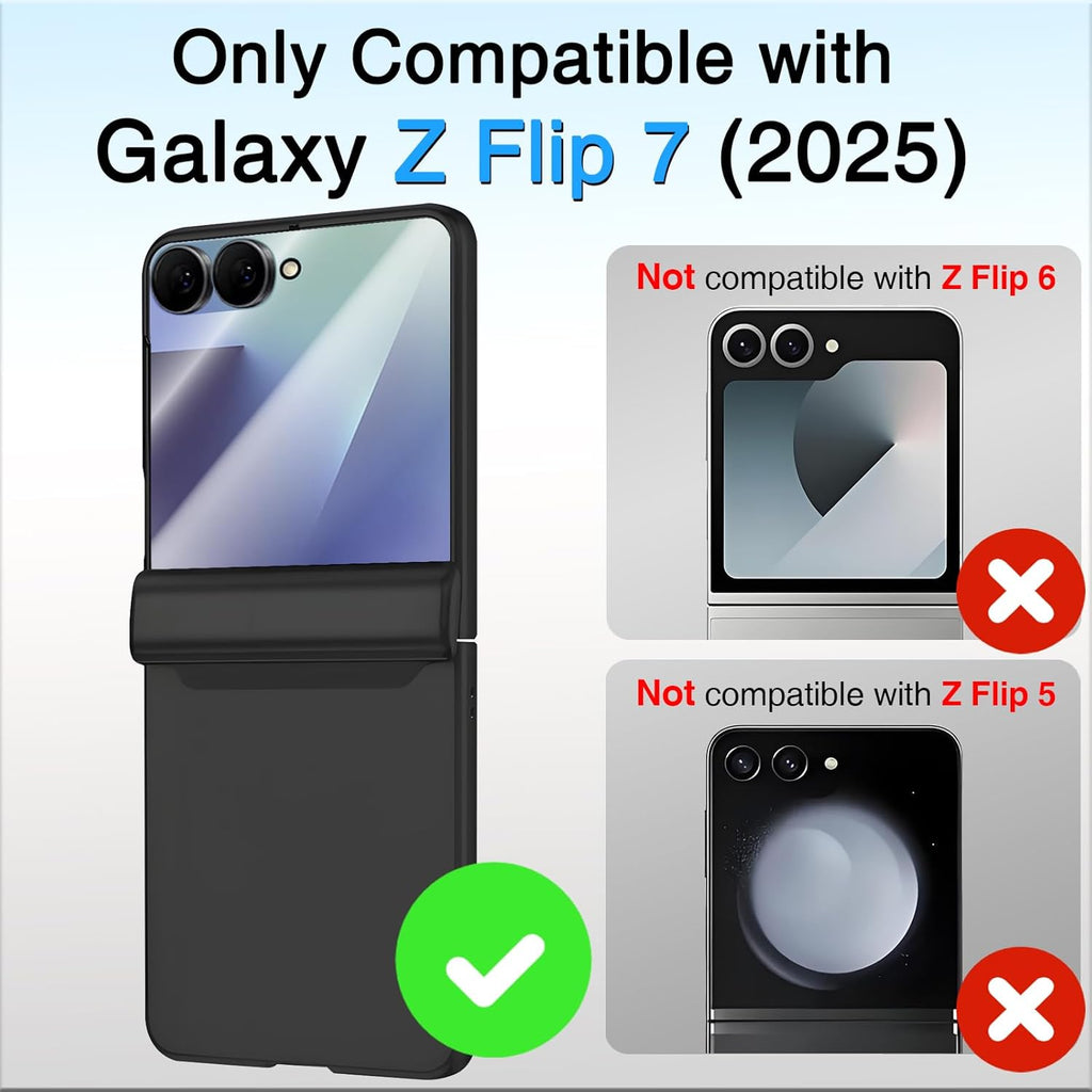 STORMTAL for Samsung Galaxy Z Flip 7 Case, Hinge Protection, Built-in Screen Protector, Wireless Charging, Shockproof, Slim Rugged Phone Protective Case for Galaxy Z Flip 7 Black