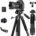 JOILCAN 75" Camera Tripod, Tripod for Camera Cell Phone, Aluminum Heavy Duty Tripods Stand, Tall Travel Tripods with Carry Bag Compatible with iPhone Canon Nikon DSLR Camera Laser Projector