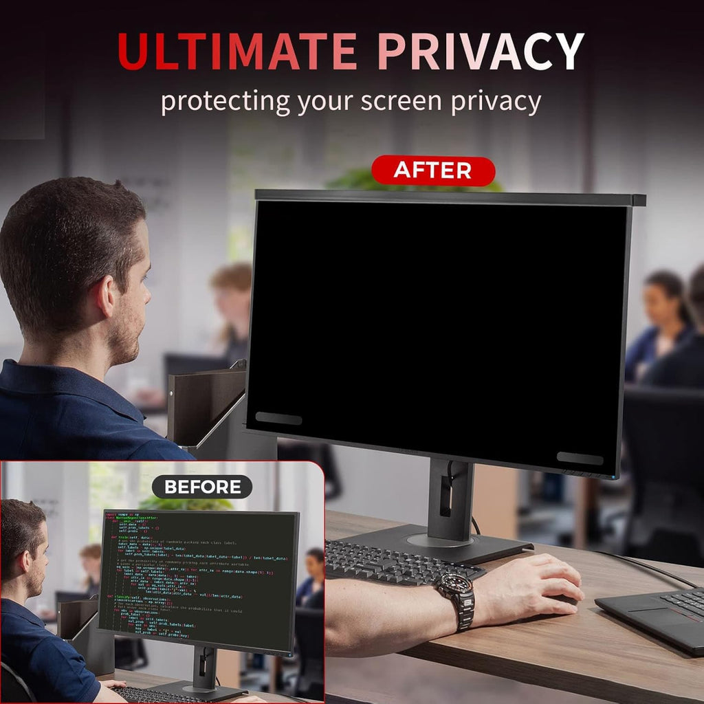 Magnetic 27 Inch Computer Privacy Screen Filter, Hanging Computer Screen Privacy Shield for 16:9 Monitor Removable Anti Blue Light Glare Eye Protection