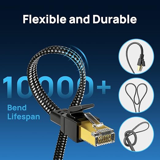 Cat 8 Ethernet Cable 15 ft 5 Pack Multi Color, Nylon Braided High Speed Heavy - Image 5