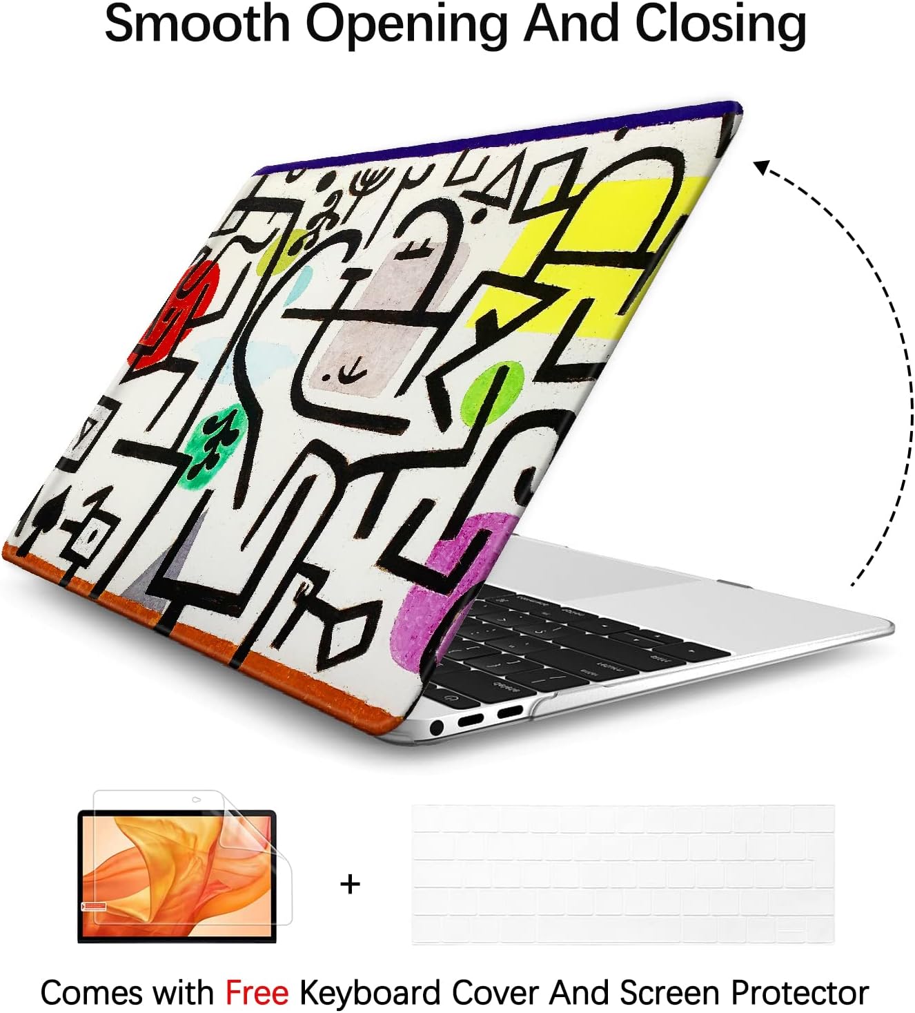 Berkin Arts for MacBook Pro 14 inch Cover A3401 A3185 A3112 A2992 A2918 A2779 A2442 with M4 M3 M2 M1 Chip(2021-2024 Release) Keyboard & Screen Cover Naive Art (Picture of A Journey by Paul Klee)