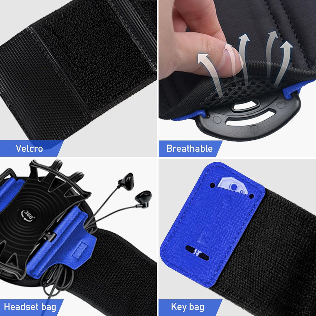 Running Phone Holder Wristband,Forearm Armbands 360° Rotatable & Detachable Compatible with All 4.5-7 inch Phone for iPhone 16/15/14/Pro/ProMax/13/12/11/mini/Pro Max/XS/XR,for Workout Cycling