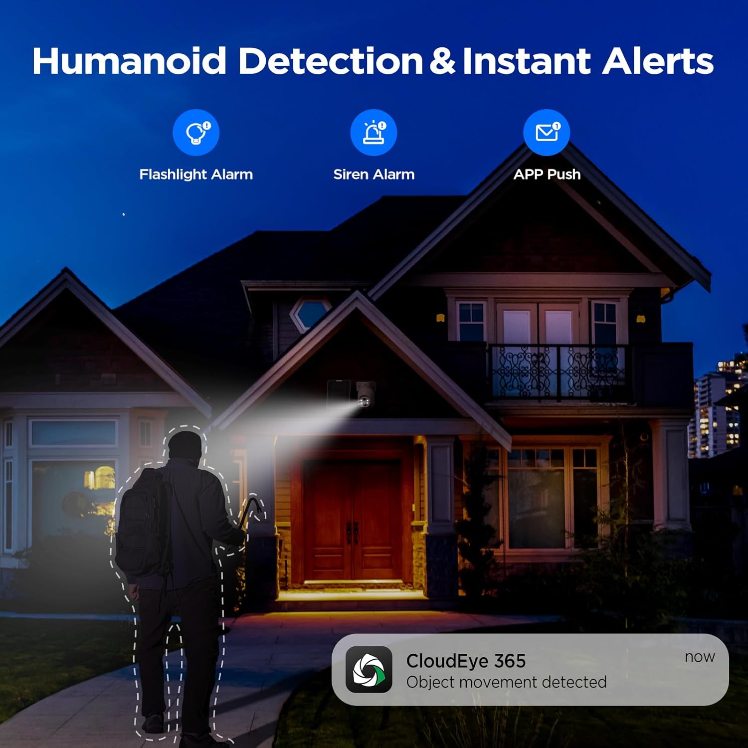 Camcamp 4MP Battery Powered WiFi Camera with Solar Panel, Spotlight, PTZ, 2-Way Audio, Smart Human Detection, Cannot Work Alone, Only Compatible SC23 Solar Security Camera System