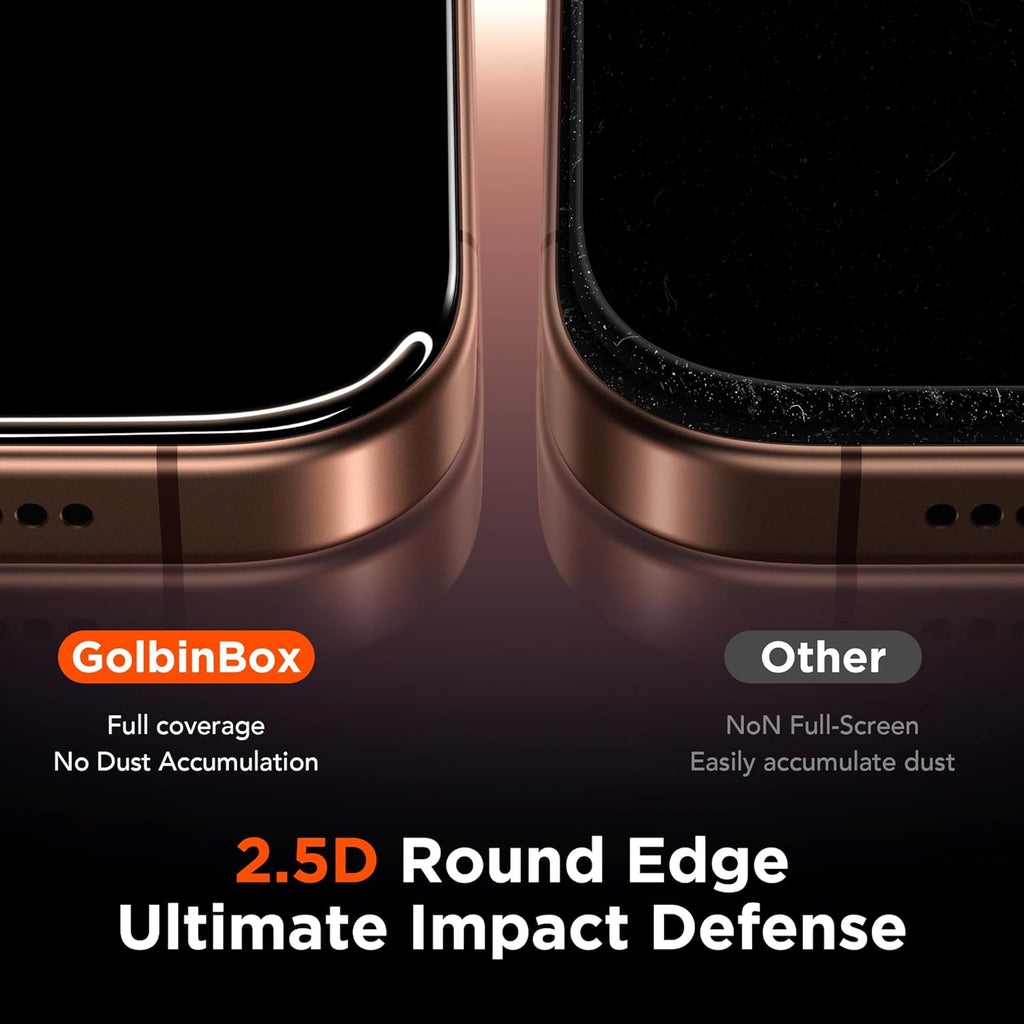 GolbinBox 3-Pack Privacy Screen Protector for iPhone 15/16 6.1 Inch,Military-Grade Shatterproof Anti-Spy HD Tempered Glass with Installation Tray,Dust and Bubble Free,9H Hardness,Anti - Fingerprint
