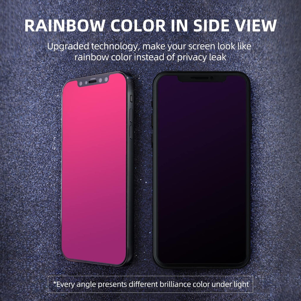 EGKimBa Privacy Screen Protector compatible with iPhone 11 Pro Max/iPhone XS Max, 6.5 inch Gradient Colorful Electroplated Anti-Spy Anti-Blue Light Easy Installation Tempered Glass