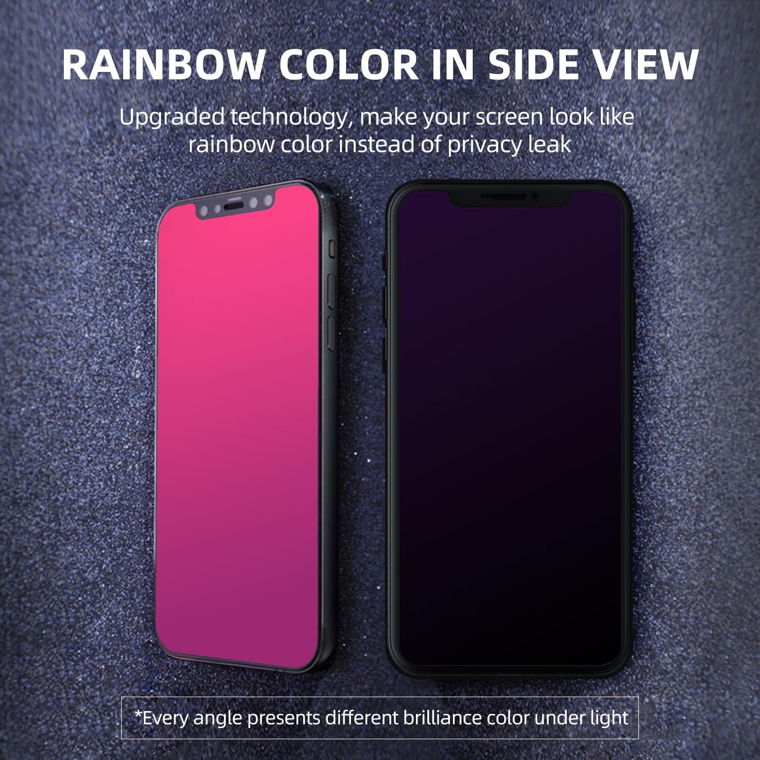 EGKimBa Privacy Screen Protector compatible with iPhone 12 Mini, 5.4 inch Gradient Colorful Electroplated Anti-Spy Anti-Blue Light Easy Installation Tempered Glass