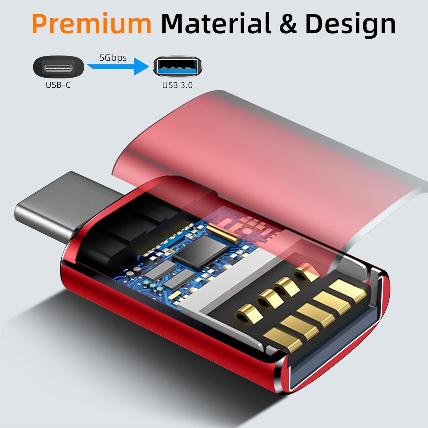 Temdan USB to USB C Adapter for iPhone 16 Charger 4 Pack,USBC Female to A Male OTG Type C Converter for Apple Watch Ultra iWatch 7 8 9 10,iPhone 16 15 14 13 Plus Pro Max,AirPods,OTG Adapter-Red