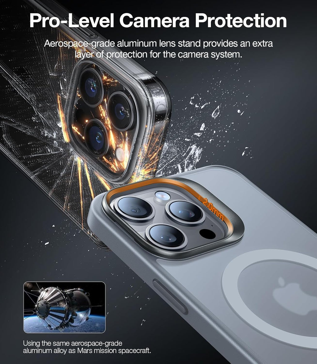 TORRAS Magnetic for iPhone 15 Pro Max Case [Compatible with MagSafe][Military-Grade Protection][Built-in Invisible Stand] Slim Hard Back Soft Edge, Natural Titanium