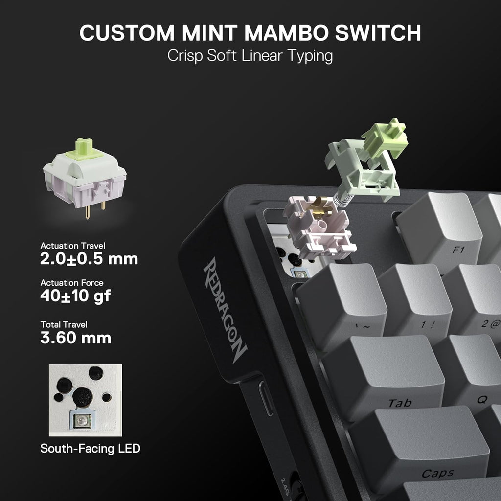 Redragon K743 PRO GB 80% Gasket RGB Gaming Keyboard w/Hype 1.14’’ TFT Screen & Knob, 84 Keys Mechanical Keyboard, 5-Layer Noise Dampening, Hot-Swap South-Facing RGB Socket, Gradient PBT Keycaps