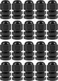 XHF 20 Pcs 1/4 Inch IP68 Strain Relief Nylon Cord Grip NPT Cable Glands Adjustable UL Listed and RoHS Compliant (Black)