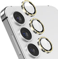 YWXTW Camera Lens Protector for Samsung Galaxy S24 / S23 / S23 Plus, [NOT for S24 Plus] 9H Tempered Glass Metal Individual Ring Camera Screen Protector for S24 Accessories (Gold Glitter)