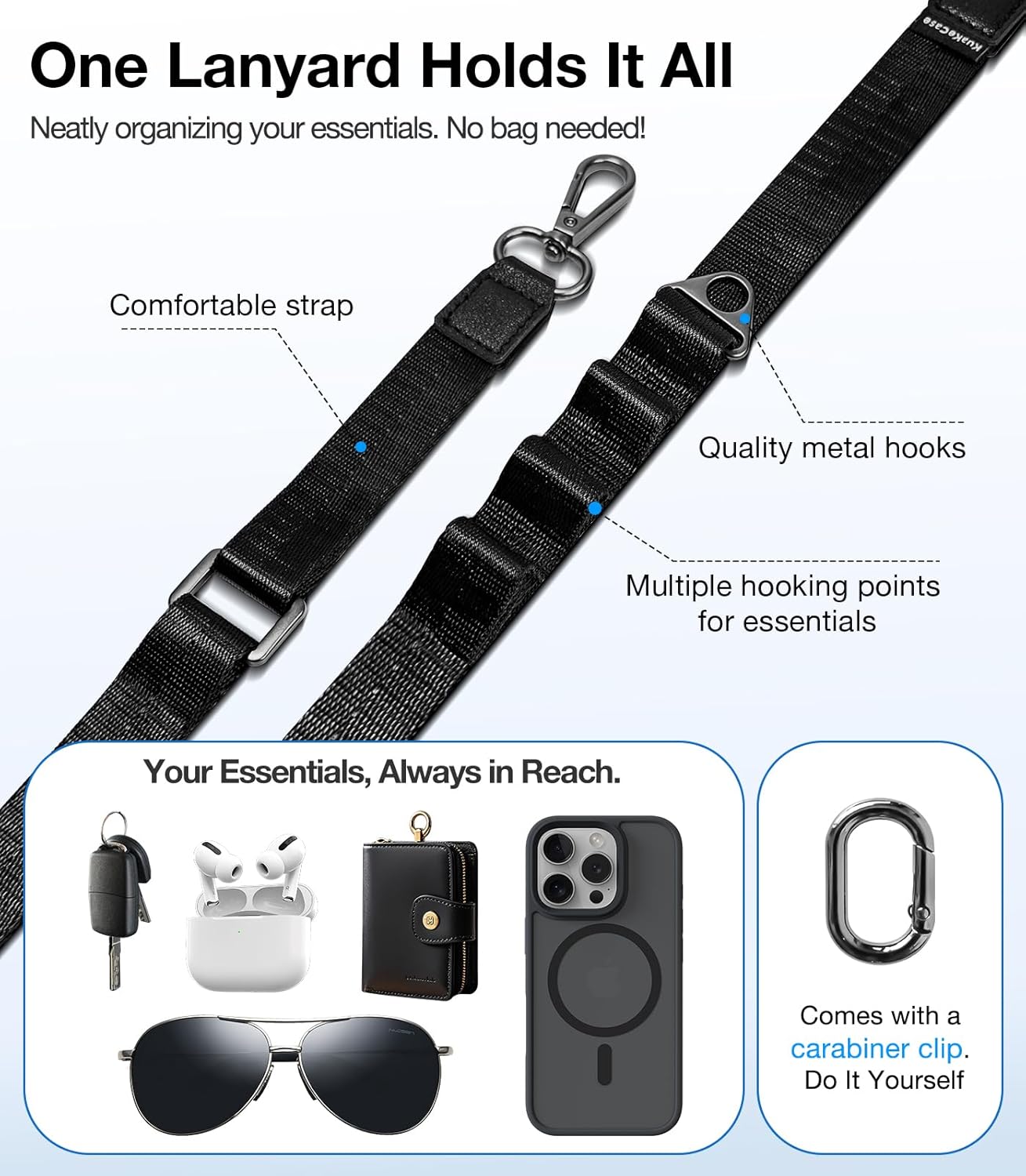 Phone Lanyard Crossbody, Adjustable Anti-Theft Neck Strap with 2 Patches, Durable & Skin-Friendly, Universal CellPhone for iPhone & Android Case, Travel Essential, Beige