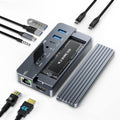 USB C Laptop Docking Station HDMI 4K60Hz with Nvme Enclosure, ACASIS 10-in-1 USB C Hub Multiport Adapter with HDMI, PD, Ethernet, SD/TF, 10G USB C/A Ports, Audio, Works for Mac/Dell/HP/Surface