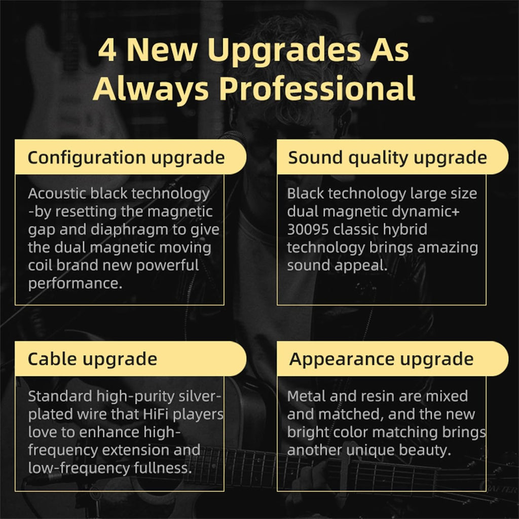 KZ ZSN PRO X in Ear Monitor Headphones Gaming Earbuds, High Fidelity Wired Earbuds, Hybrid Dual Driver IEMS Earphones with 1BA 1DD Detachable Tangle-Free Cable for Computer Tablet (Gold, with Mic)