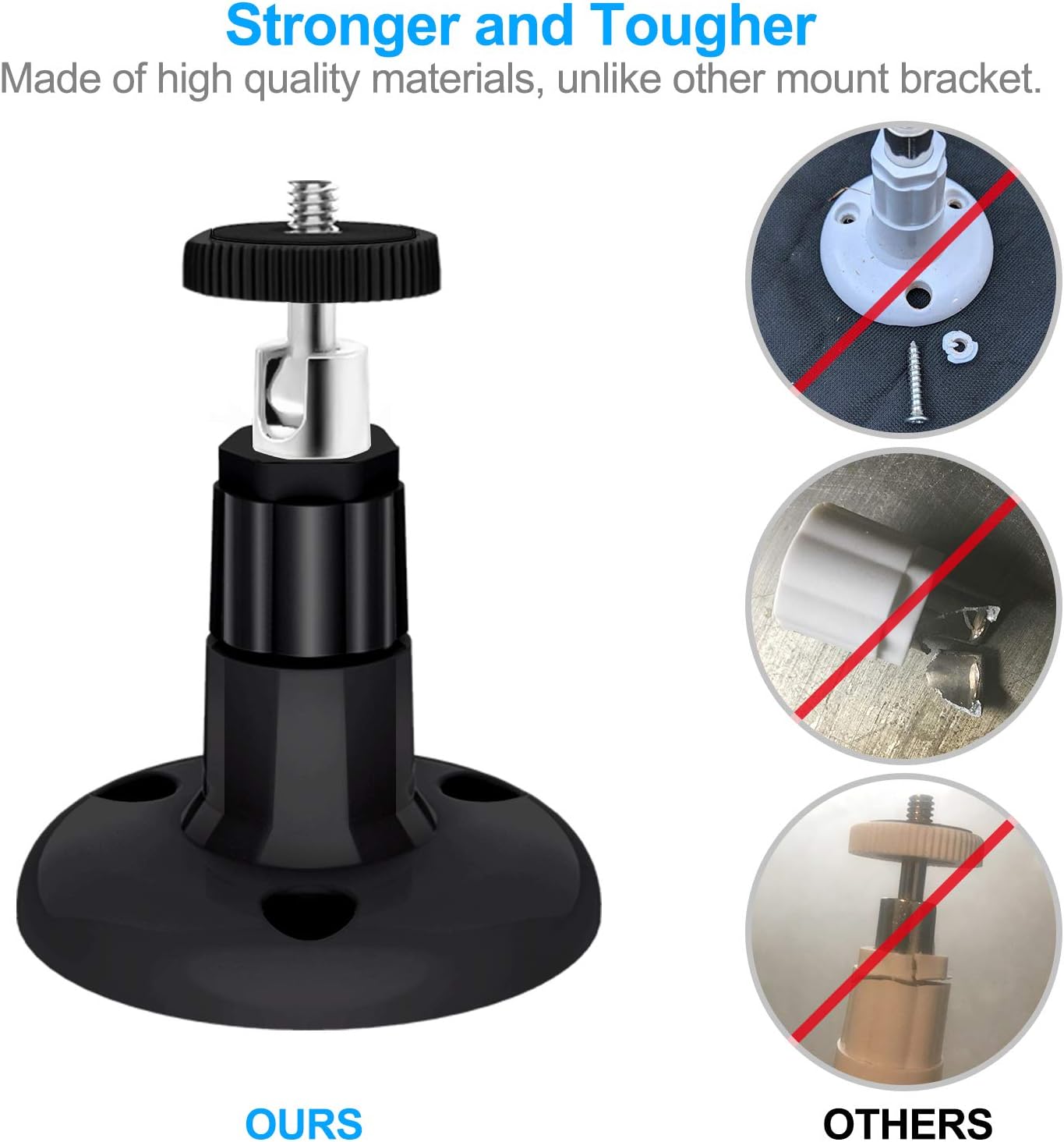 FastSnail Wall Mount Compatible with Wyze Cam Pan & Wyze Cam V3/Ring Camera, Adjustable Indoor Outdoor Mount for Wyze Cam Pan, Wyze Cam Outdoor, Wyze Cam V3/ArloPro/2/3/4/5//Ultra/Ultra 2 Pack Black