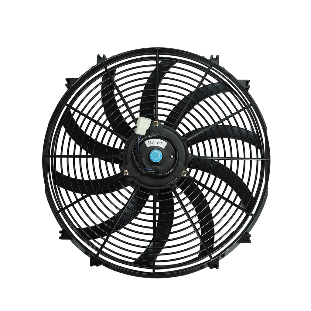 2PCS 16 Inch Universal Slim Fan Push Pull Electric Radiator Cooling 12V 120W Mount Kit Black