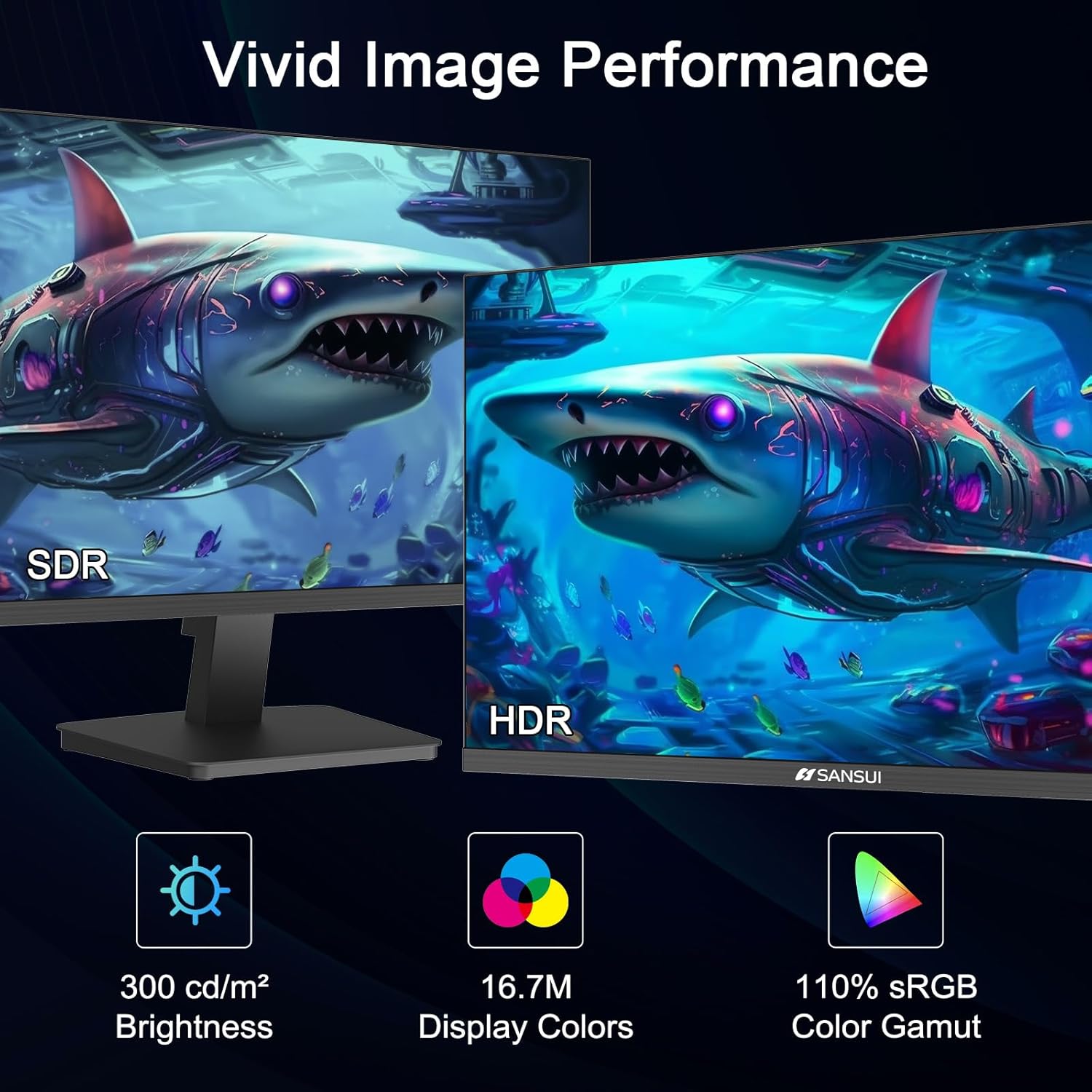 SANSUI 27 Inch Computer Monitor 120Hz, FHD 1080P Monitor, HDMI DP Ports FreeSync, HDR 110% sRGB, Tilt Adjustable Frameless VESA Compatible for Office and Home (ES-27F2, HDMI Cable Included)