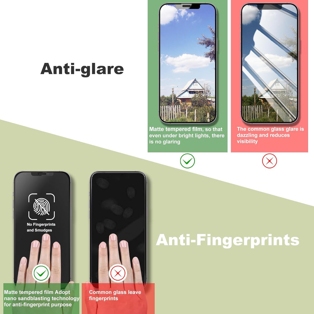 (2-Pack Anti Blue Light Matte Screen Protector for iPhone X/XS/11 Pro (5.8-Inch),9H Tempered Glass,Anti-Glare,Full Coverage,Anti-Fingerprint,Auto Dust Removal,Bubble-Free