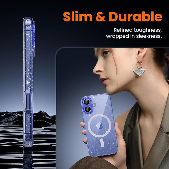 toushion 3 in 1 for iPhone 16 Plus Case Clear Glitter | - Image 6