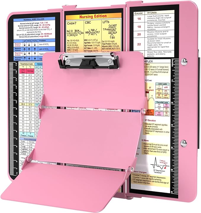 Nursing Clipboard Foldable, Foldable Clip Board w/Nursing Edition Cheat Charts by HOZOLNursingClipboard