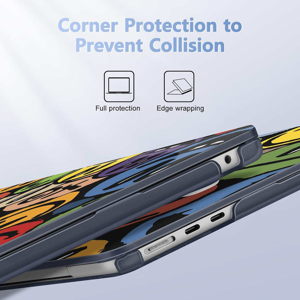 Case for MacBook Air 15 Inch 2025 2024 2023 Release M4 A3241 M3 A3114 M2 A2941, Hard Shell with Screen Protector & Keyboard Cover, Compatible with Touch ID, Happy Emoji