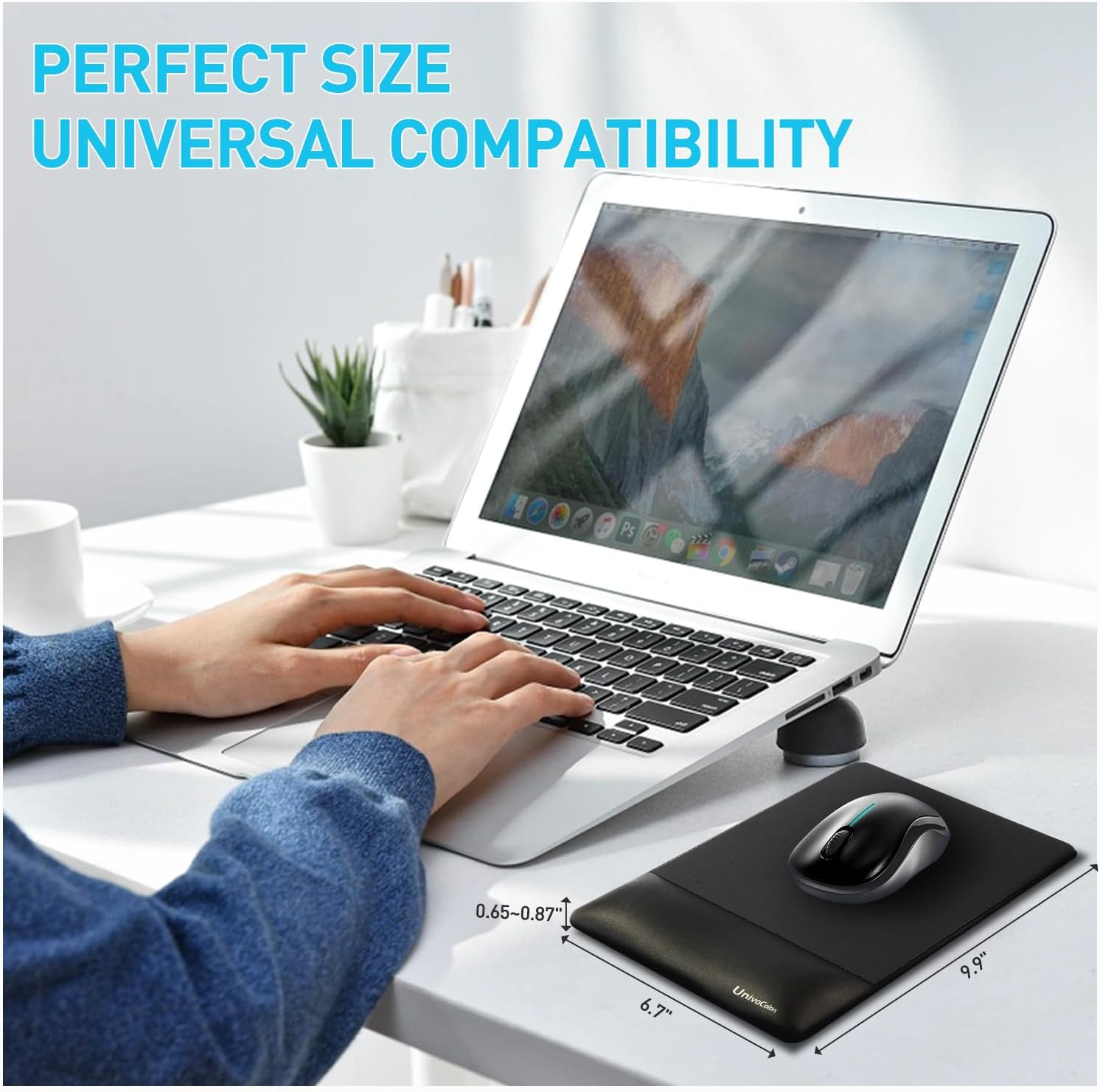 univo colors Design-Wave Wrist Rest Mouce Pad,PE Mouse Sliding Panel+Artificial Sheepskin+Memory Foam+Ergonomic+Anti-Slip Gel,Resilience Support During Work and Gaming,Mouce Accessory,Yellow