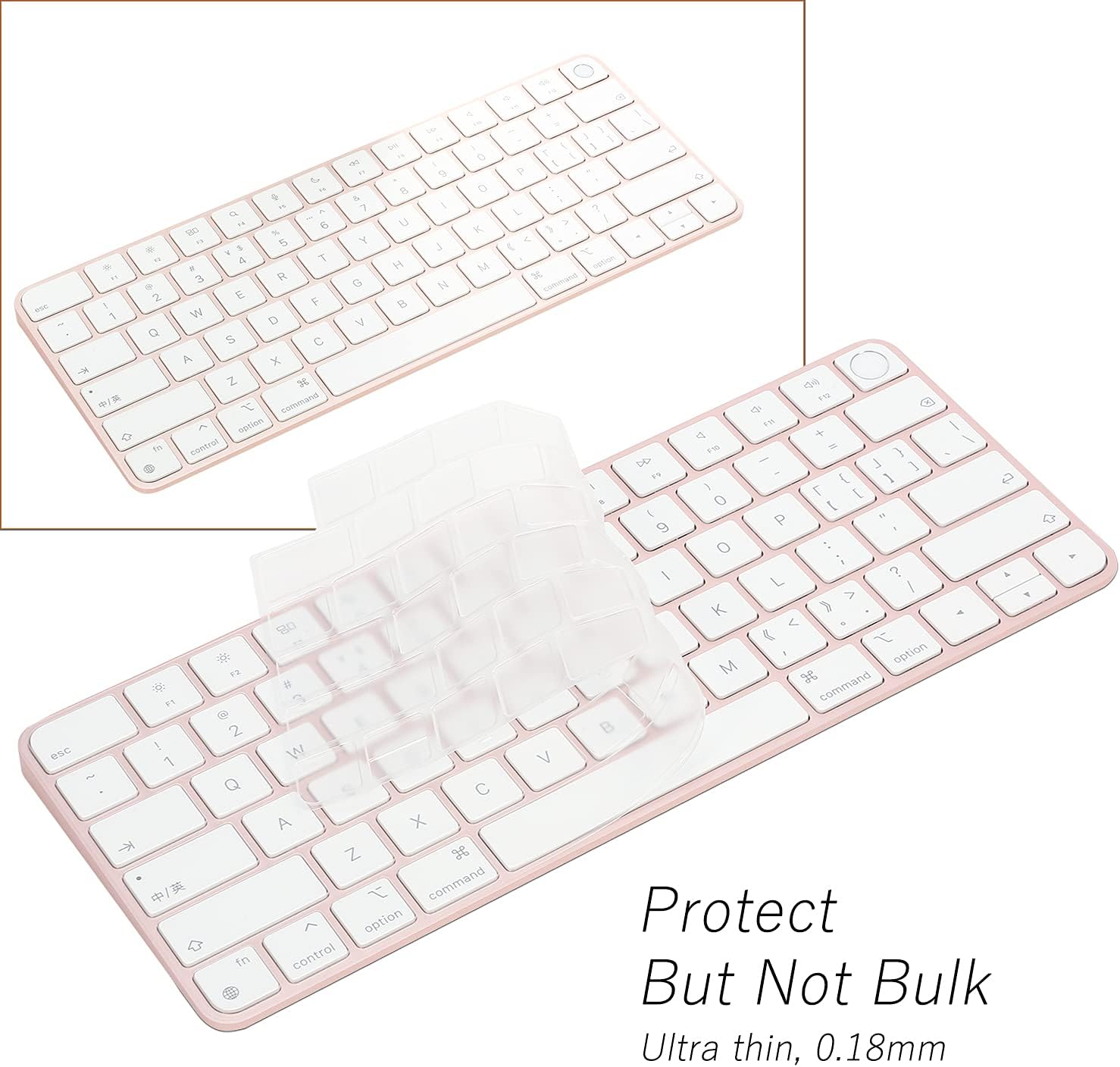 Keyboard Cover for New M4 iMac Magic Keyboard (Model A3118/A2449, Touch ID Version, w/o Numeric Key) - Ultra Thin, Protective and Clear Keyboard Cover Protector Skin