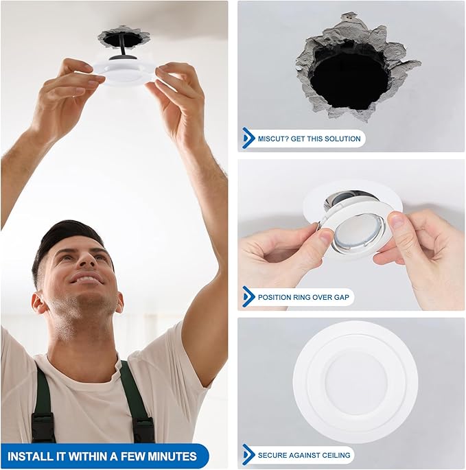 PATIKIL 3" ID 4.7" OD Plastic Trim Ring, Translucent Matte White - Image 4