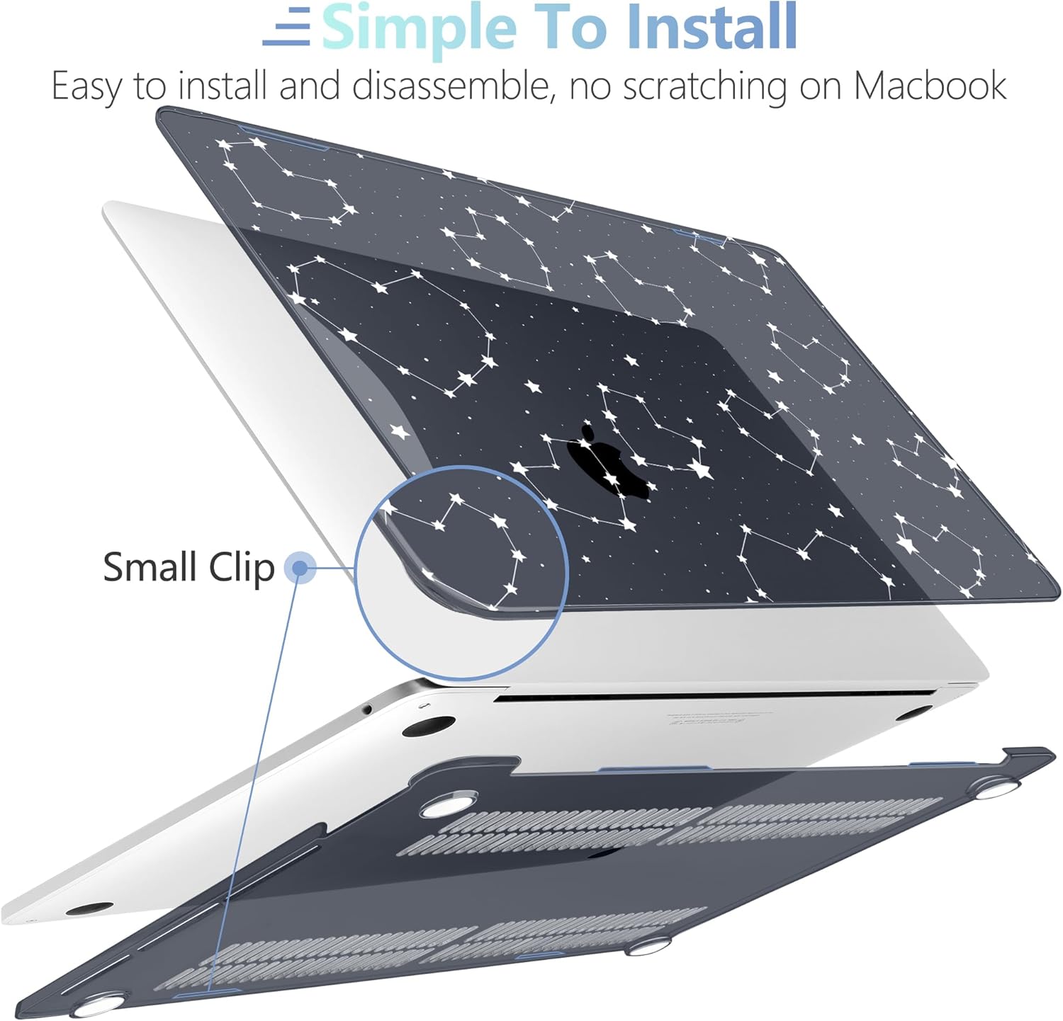 MEEgoodo Case for MacBook Pro 13 inch Case 2022 2021 2020 A2338 M2/M1 A2251 A2289, Laptop Hard Shell with Keyboard & Camera Cover Compatible with 13 inch MacBook Pro,Constellations & Hearts