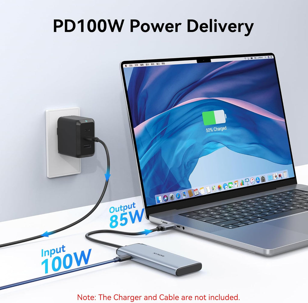 USB C to USB C Hub Dual Monitor, USBC Splitter with 4K@60Hz DP Alt Mode Video Output, 10Gbps Data Transfer, 100W PD Charging, Dual Monitor Adapter for Laptop, Portable Monitor and More Type C Devices