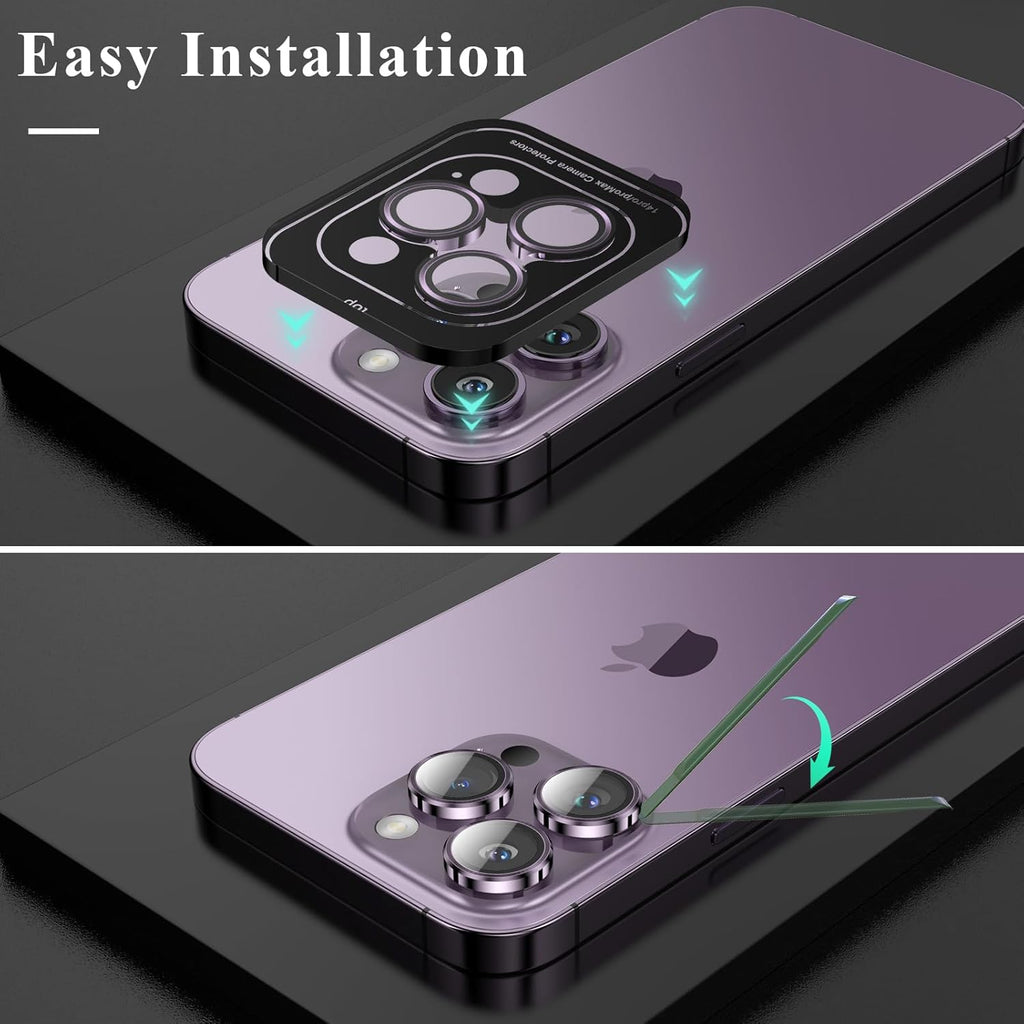 YWXTW Designed for iPhone 14 Pro Max Camera Lens Protector, for iPhone 14 Pro Camera Lens Protector, Individual Metal Anti Scratch HD Clear Case Friendly Tempered Glass Camera Cover, 1 Set (Purple)