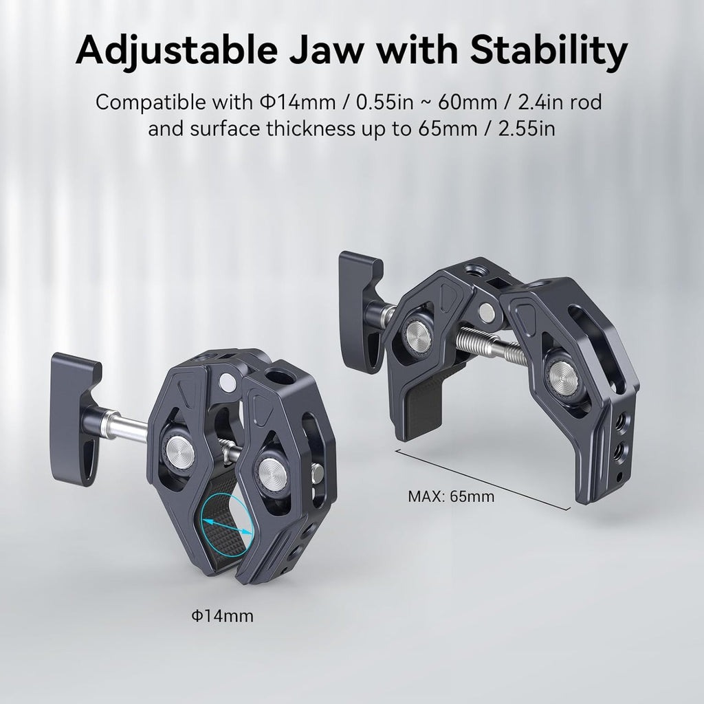 SMALLRIG Clamp, Camera Mount Clamp, Crab-Shaped Super Clamp with 1/4"-20, 3/8"-16 Threaded Holes, Payload 7.7lbs/3.5kg, for Most Photographic Accessories