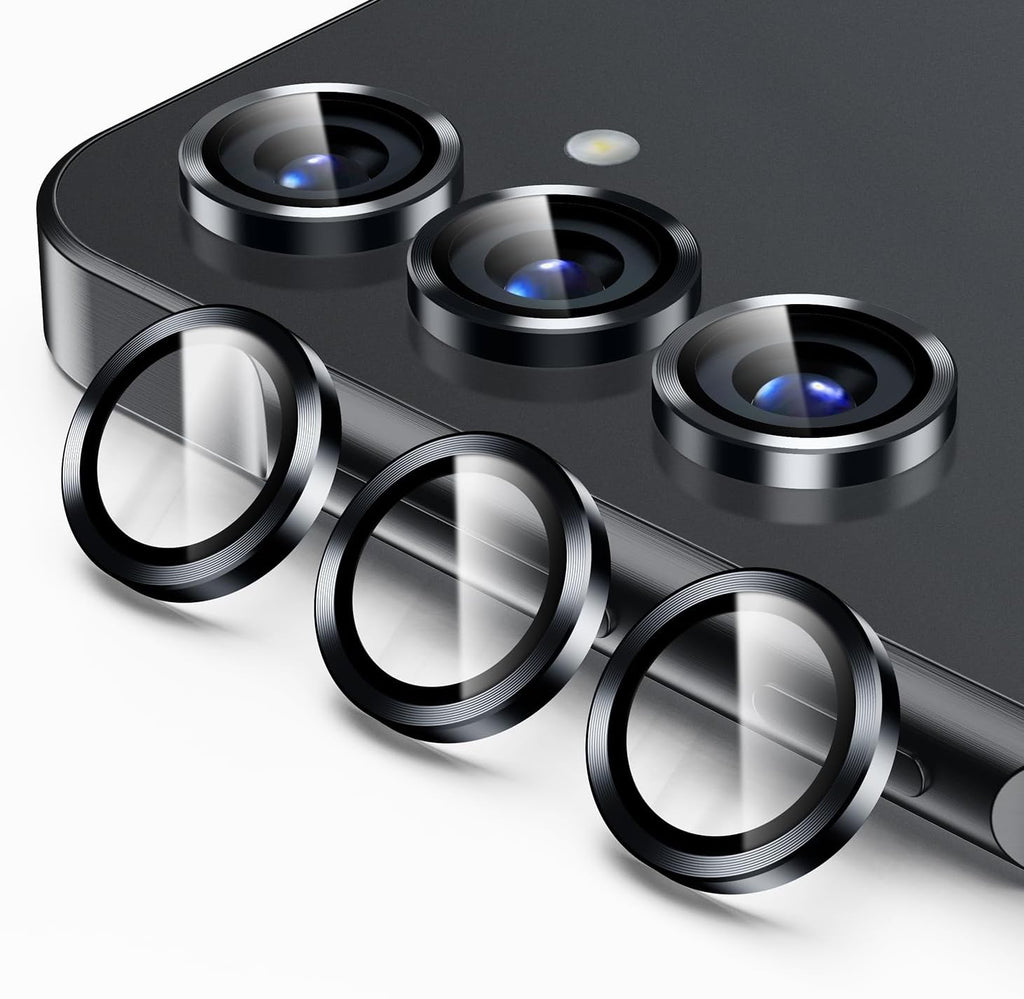 Korecase for Galaxy S25 Ultra Camera Lens Protector,9H Tempered Metal Glass Anti Scrach Rear Camera Screen Protector, Shockproof Metal Ring Lens Protection for Samsung Galaxy S25 Ultra，Black