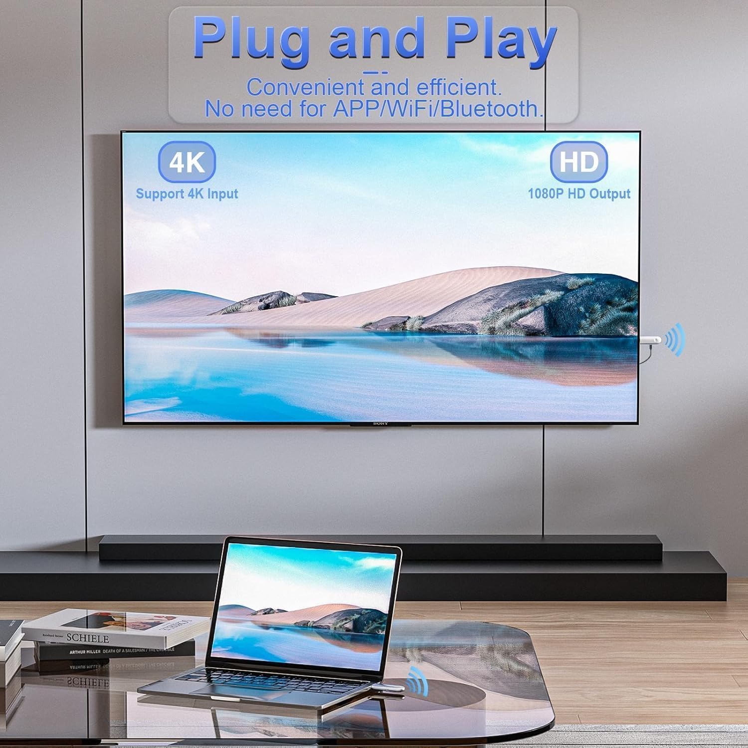 Wireless HDMI Transmitter and Receiver, Plug and Play 2025 Upgraded LED Display, 4K Decode & 1080P Output,Portable 2.4G/5G Wireless HDMI Extender TR30