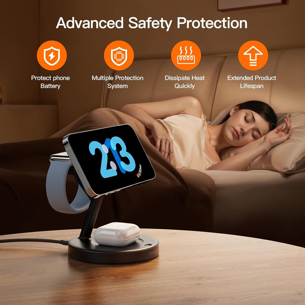 2025 3 in 1 Charging Station for Apple iPhone AirPods Watch with Mag-Safe Charger Wireless Charger Stand for iPhone 16 15 14 13 12 Series AirPods iWatch Series - Gifts for Wife & Husband