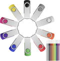 FEBNISCTE 16GB Flash Drive, Jump Drive 10 Pack, Memoria USB 2.0 Multi-Coloured, USB Thumb Drive 16gb Swivel mit 10 Cords Jump Drive with LED Light for Data Storage/Transfer