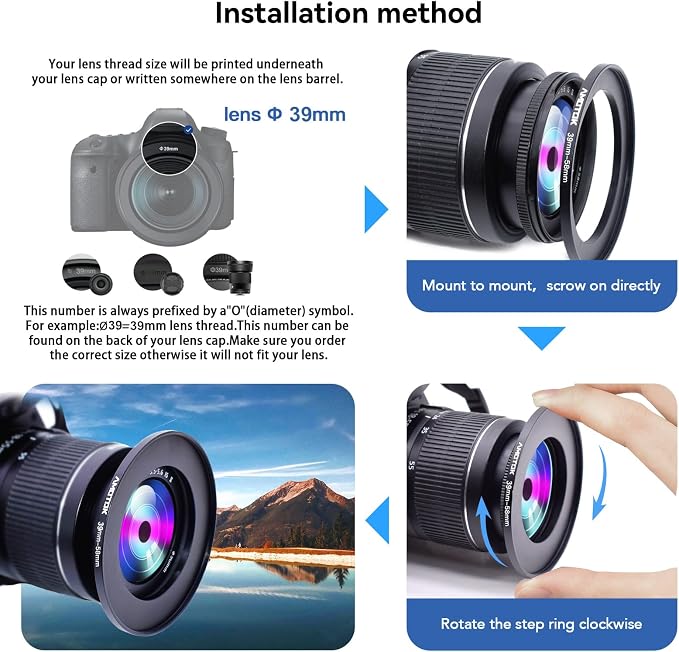 39mm Lens to 58mm Camera Lens Adapter, 39mm to 58mm Filter Step up Ring Adapter - Image 6