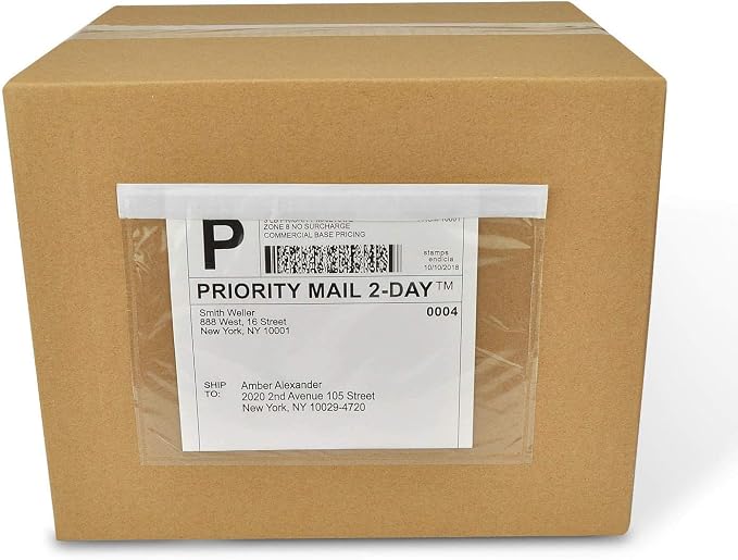 6" x 9" Clear Adhesive Top Loading Packing List Pouches Shipping Label Envelopes - Image 3